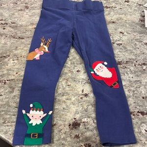 Mini Boden Holiday Leggings With Santa, Size 3-4